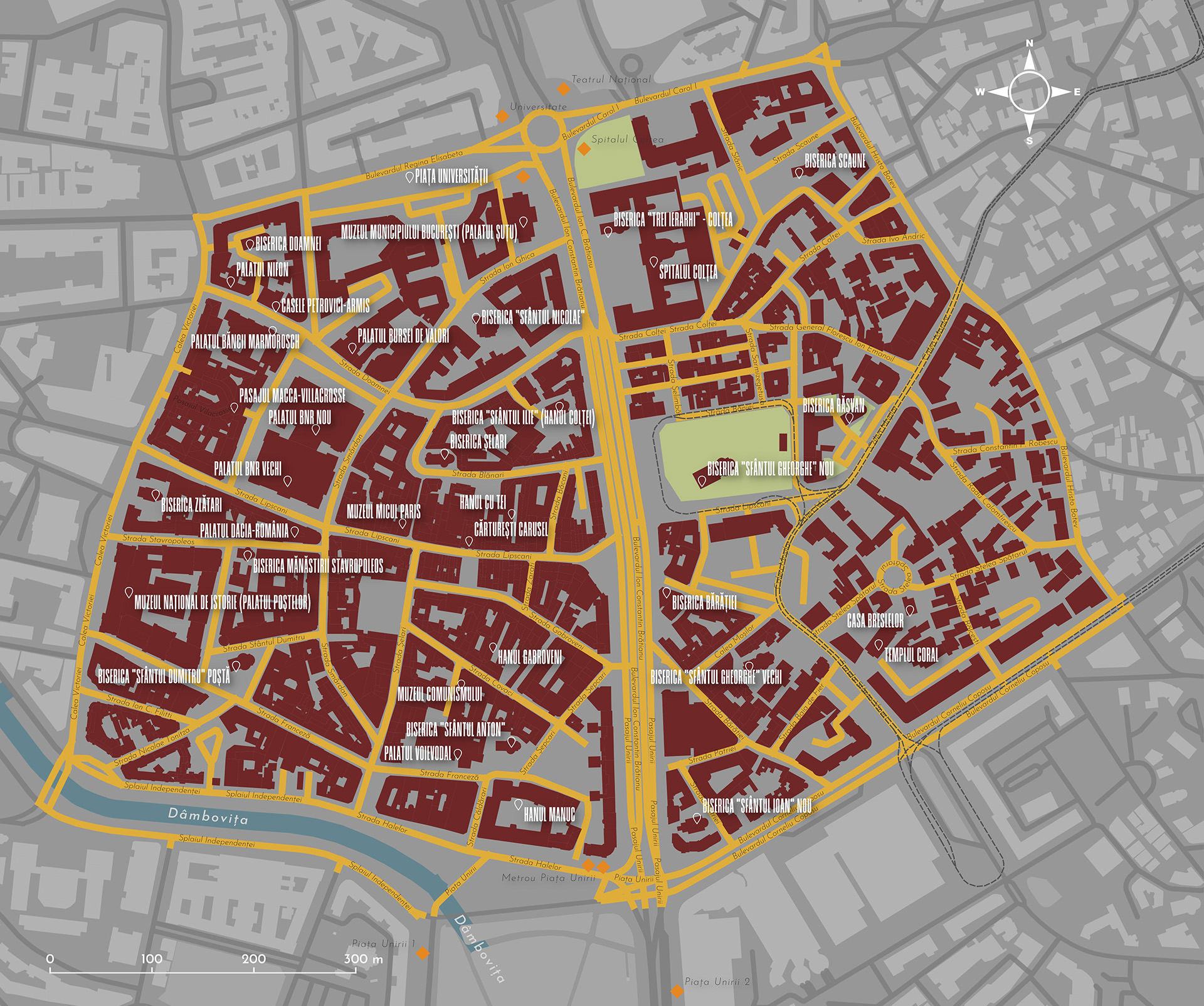 Harta Turistica Centrul Vechi din Bucuresti