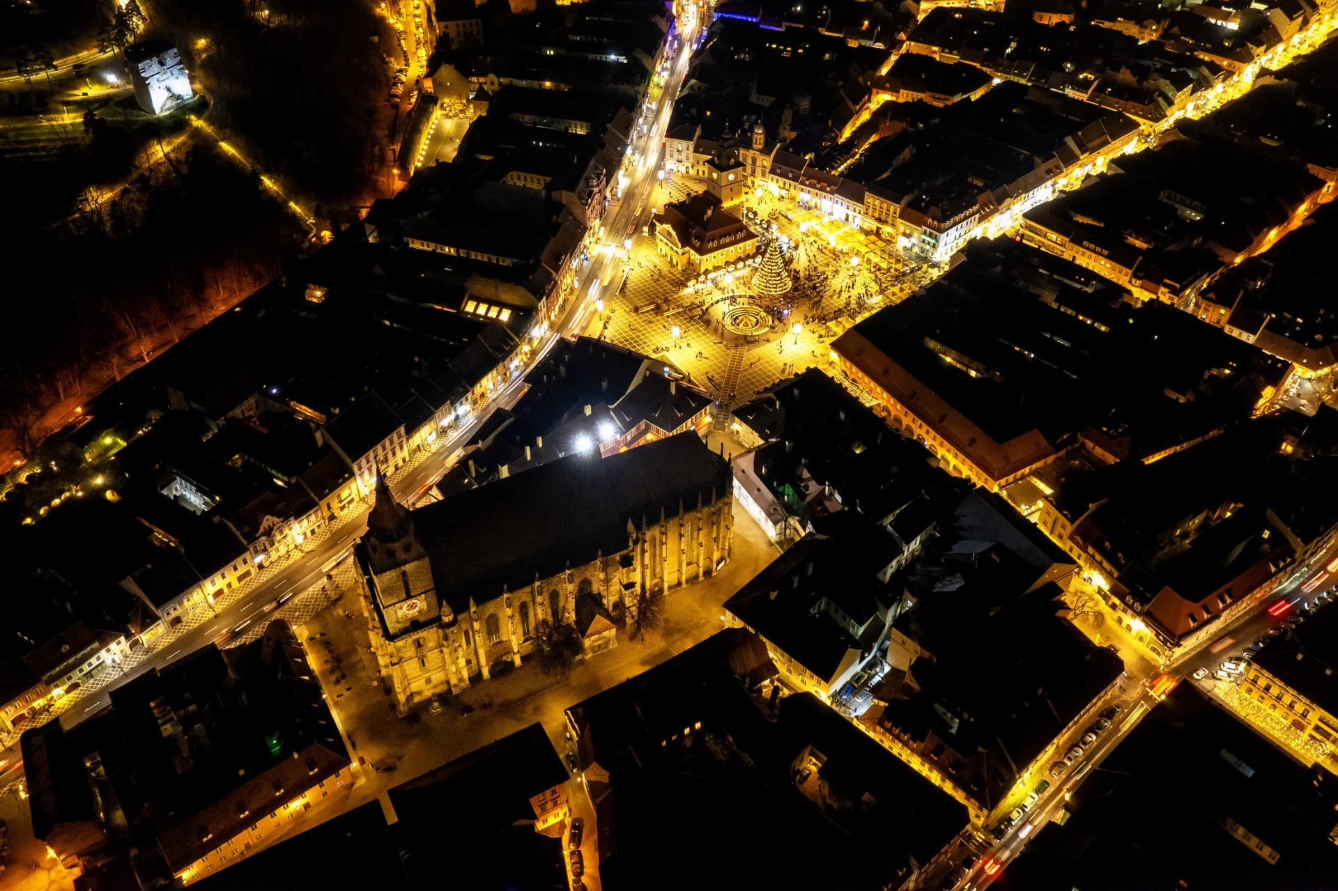 Brașov Old Town - Brașov Transylvania - Council Square at Night