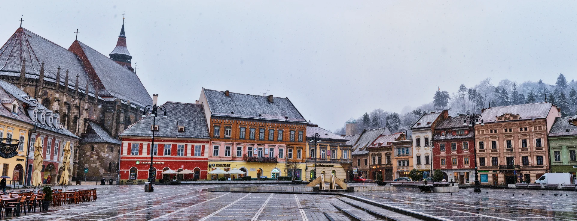 Brașov Old Town - Brașov Transylvania - Winter in Council Square