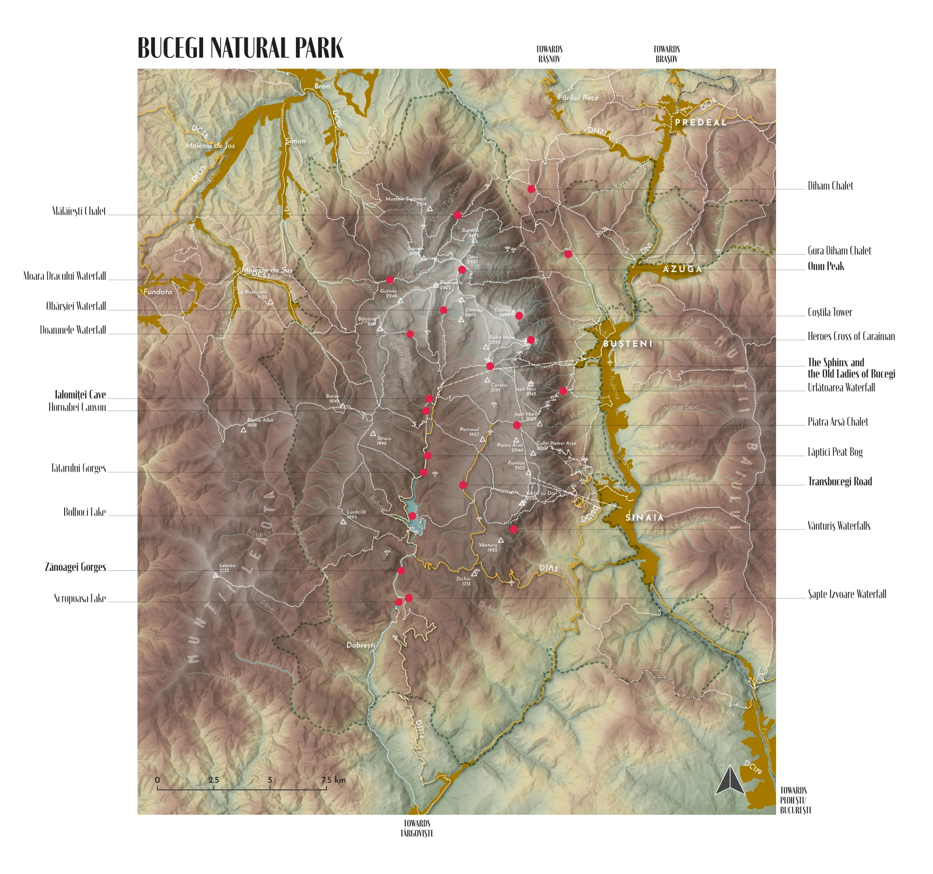 Bucegi Natural Park Map