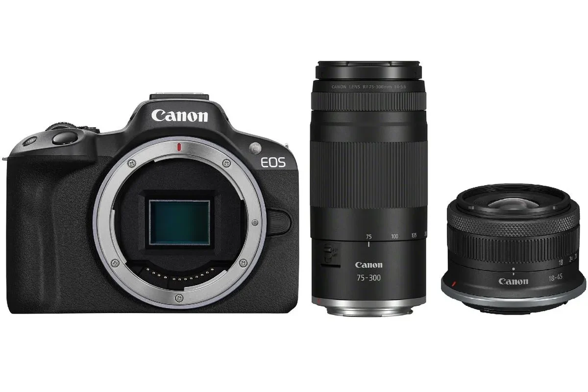 Canon EOS R50 Aparat Foto Mirrorless Kit cu Obiective 18-45mm si 75-300mm