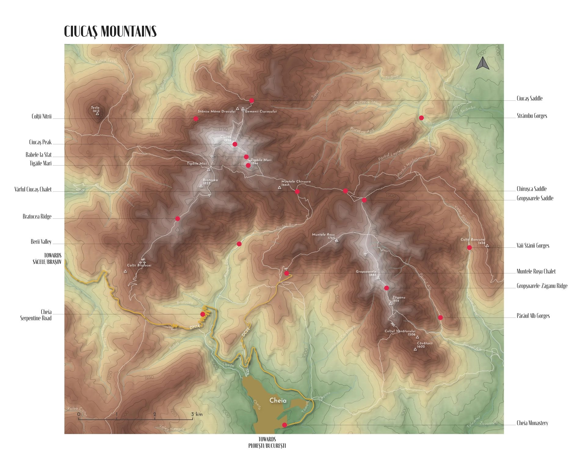 Ciucaș Mountains Tourist Map