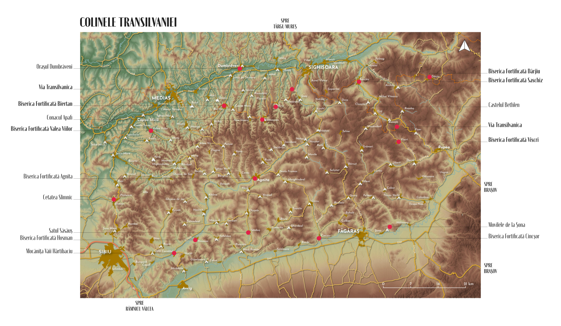 Colinele Transilvaniei Hartă Turistică