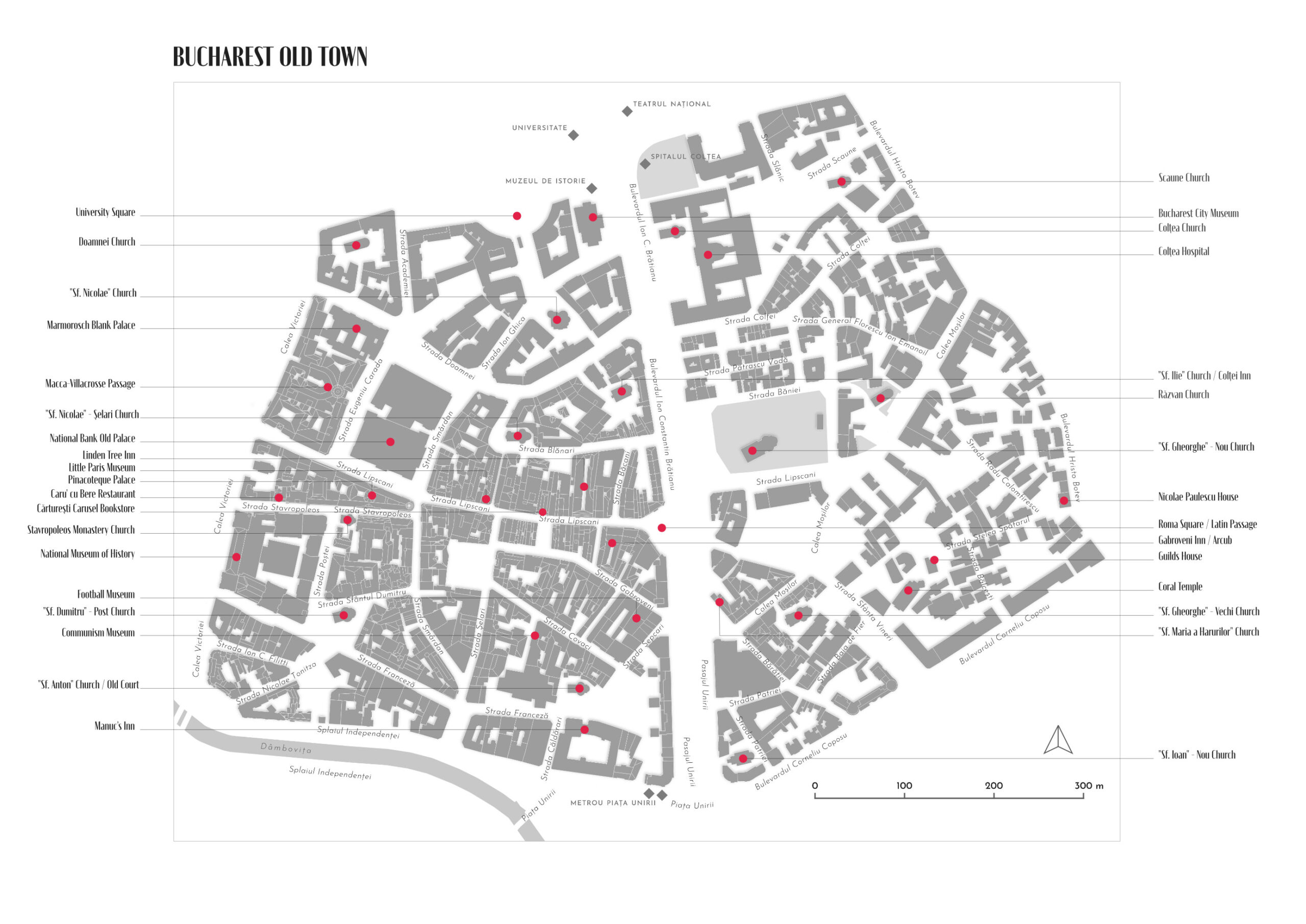 Tourist Map of Bucharest Old Town