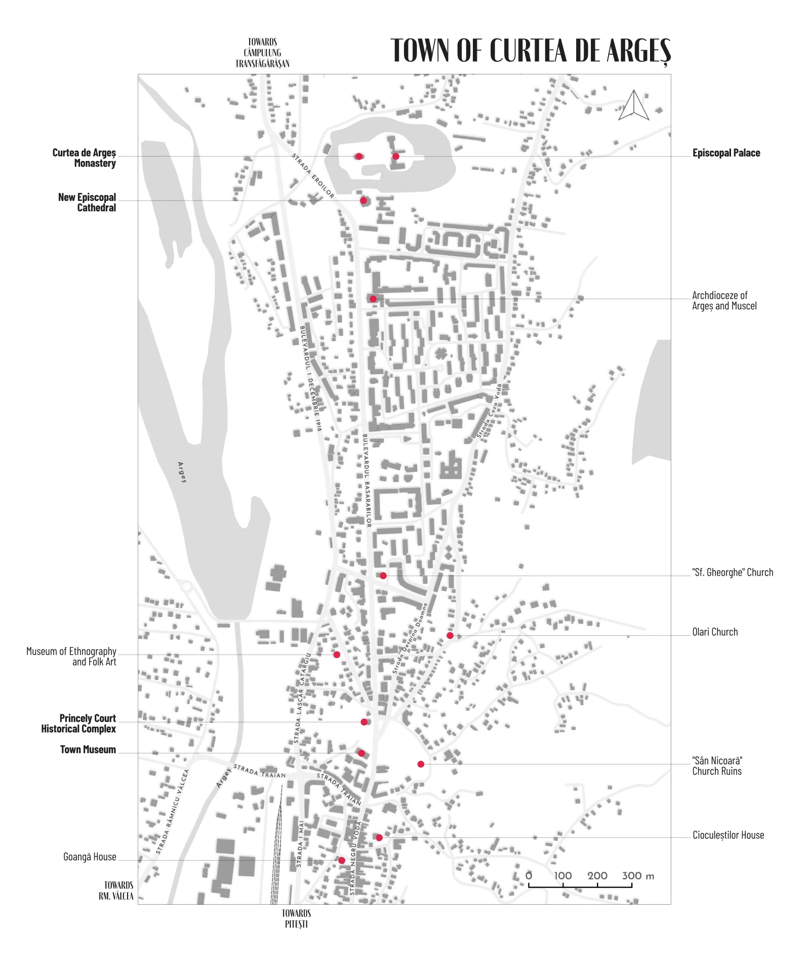 Tourist Map of Curtea de Argeș Town