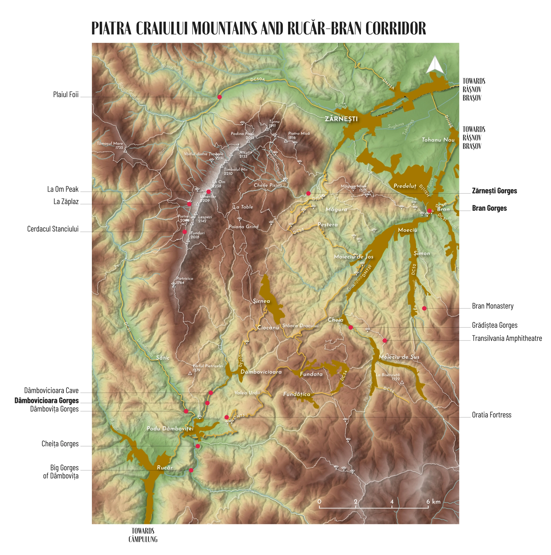 Tourist Map of Piatra Craiului and Rucăr-Bran Corridor