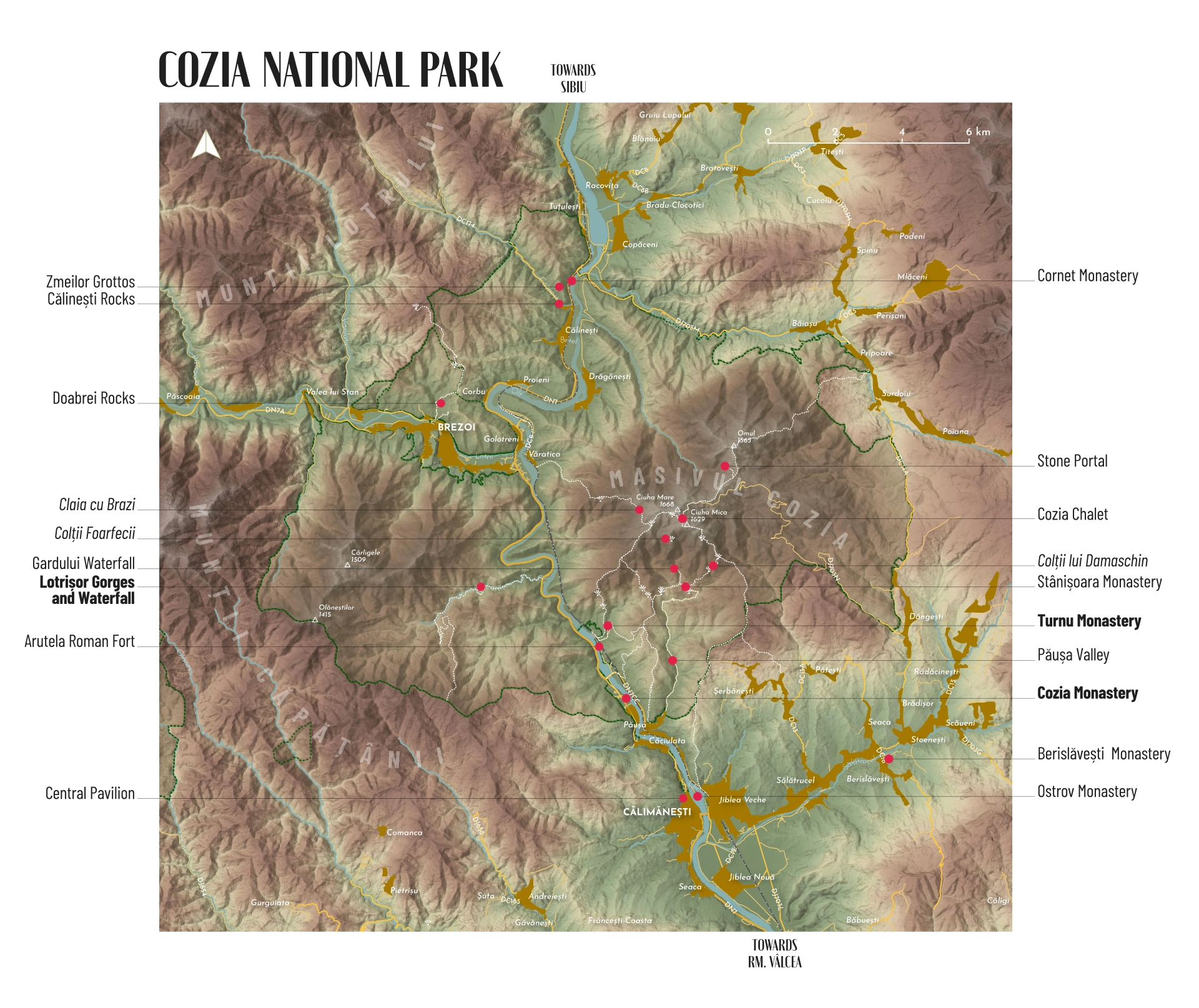 Cozia National Park Tourist Map