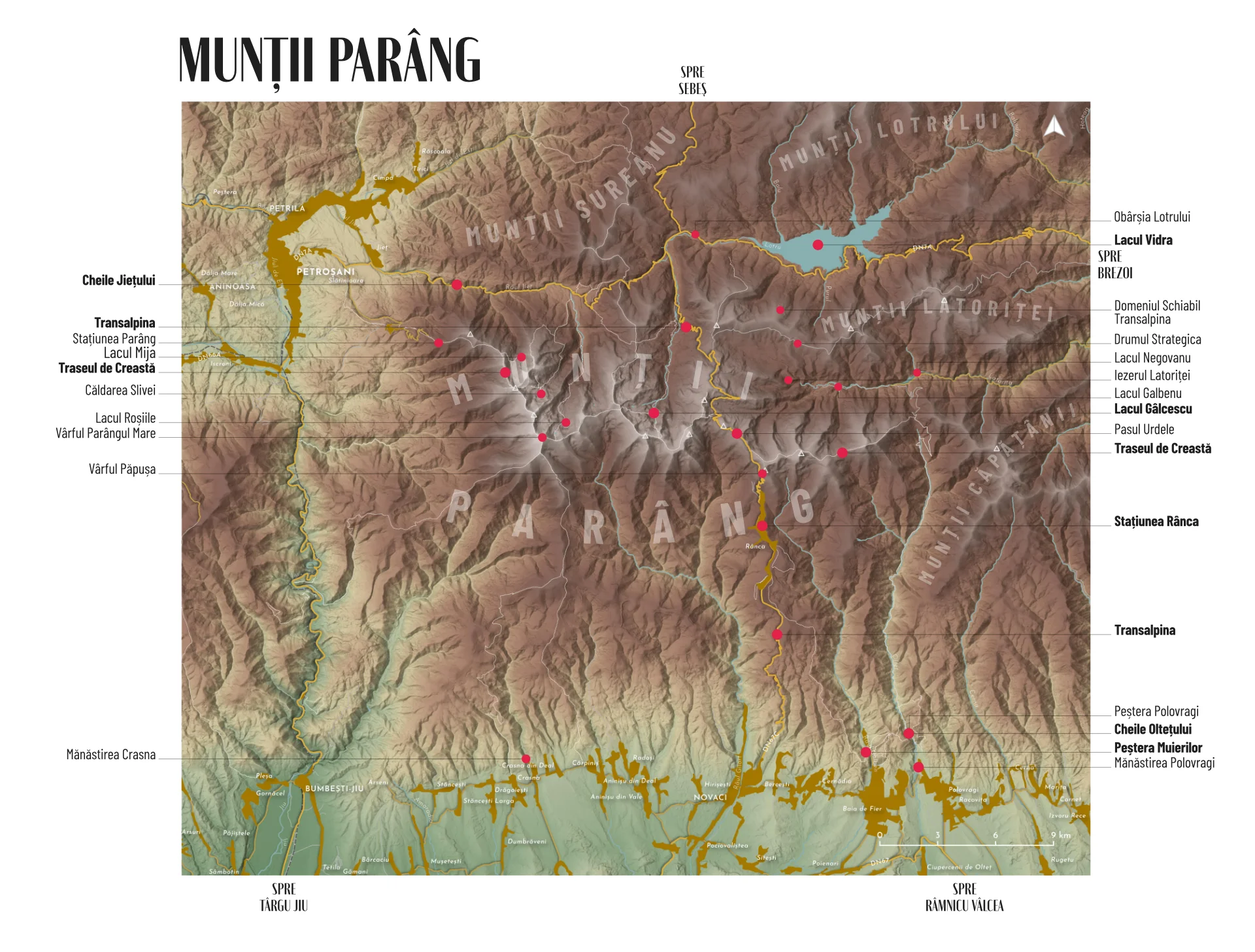 Hartă Turistică Munții Parâng