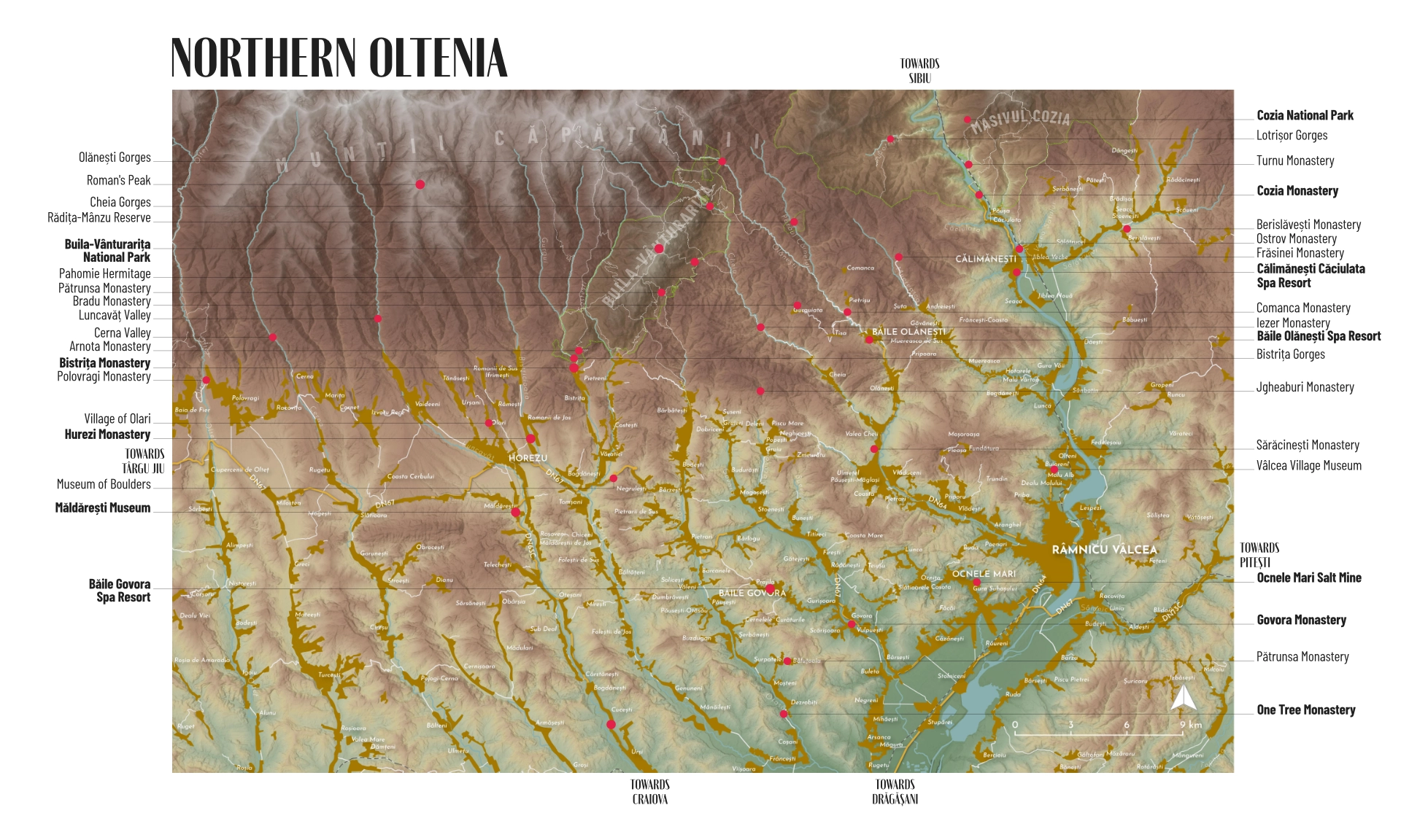 Nothern Oltenia Tourist Map