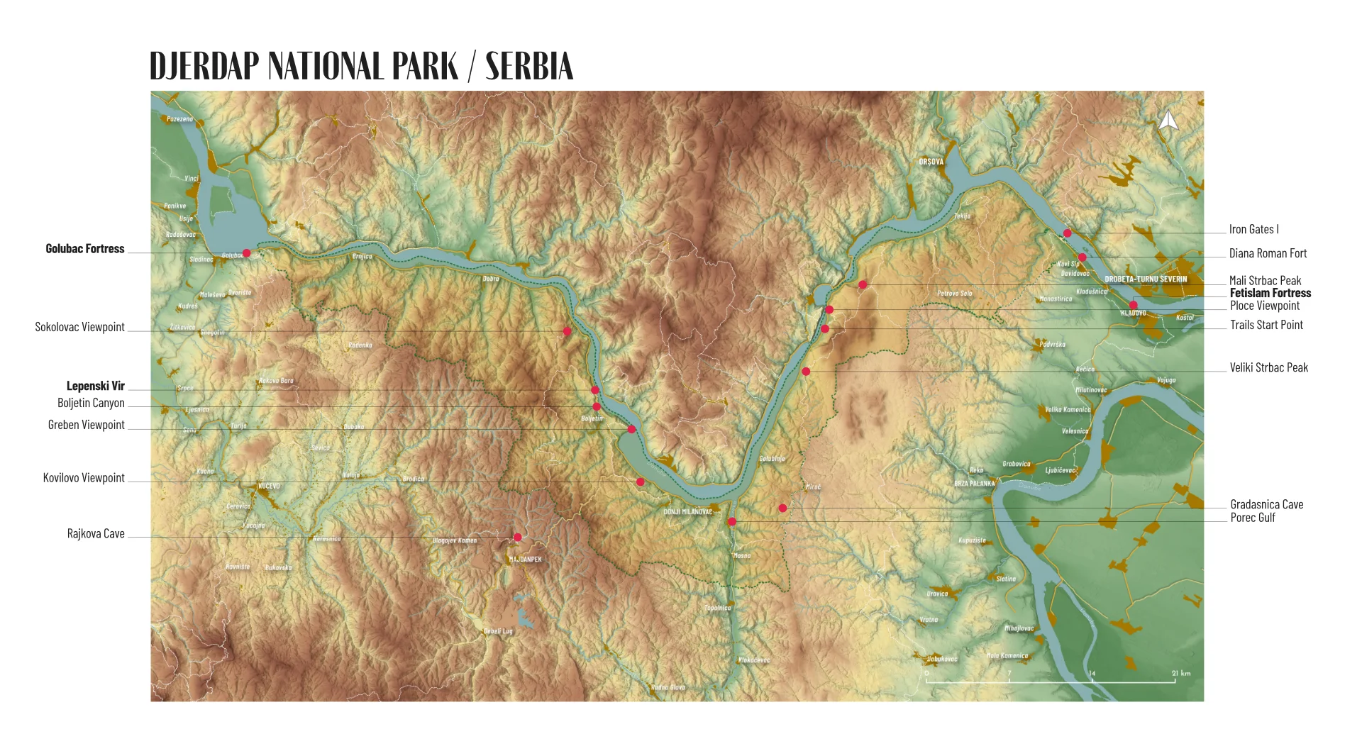 Djerdap National Park Tourist Map