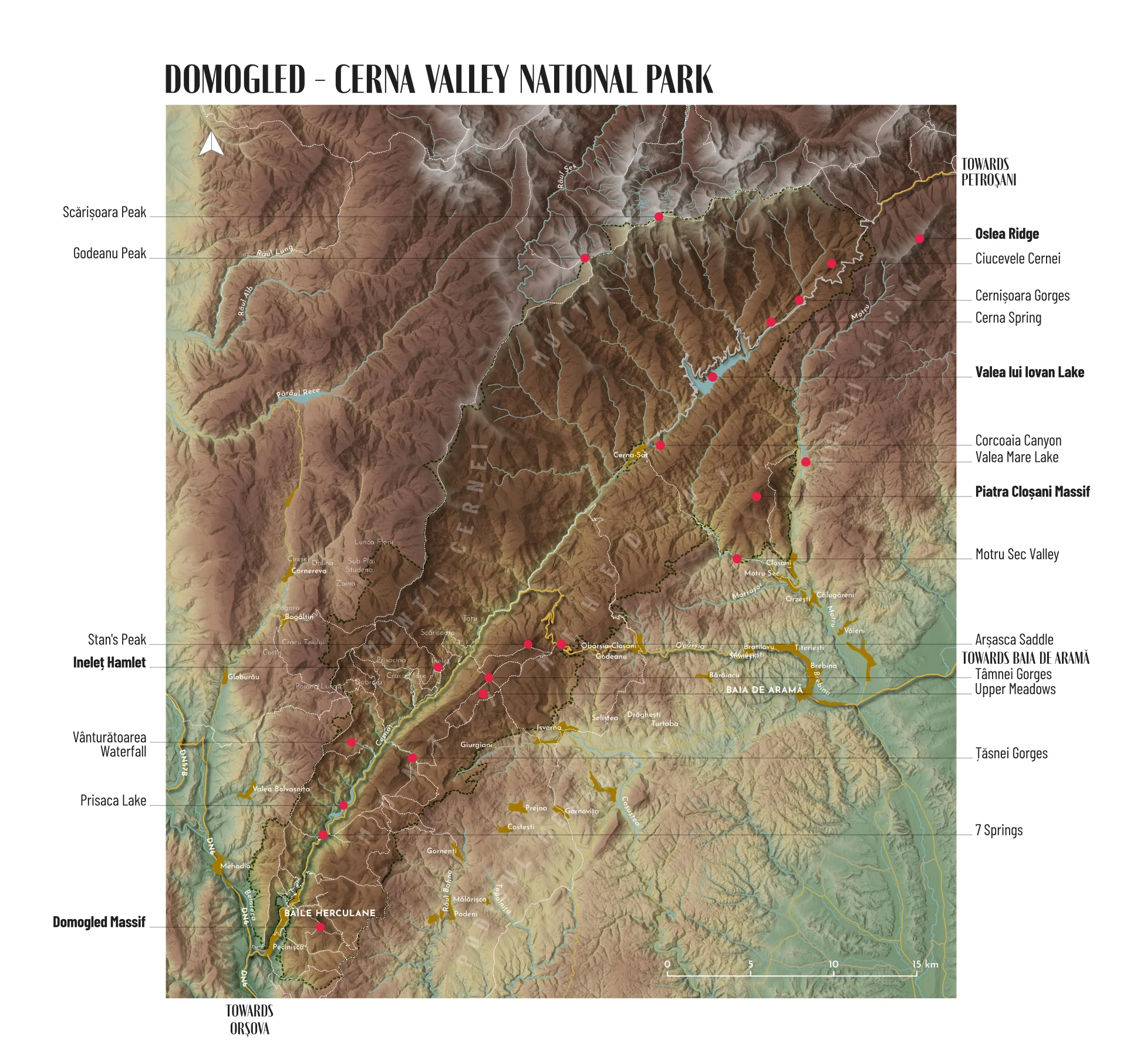 Domogled - Cerna Valley National Park Map