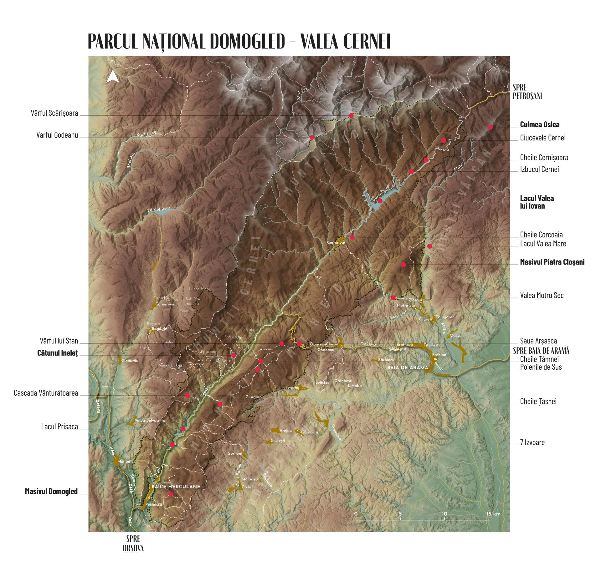 Hartă Turistică Parcul Național Domogled - Valea Cernei