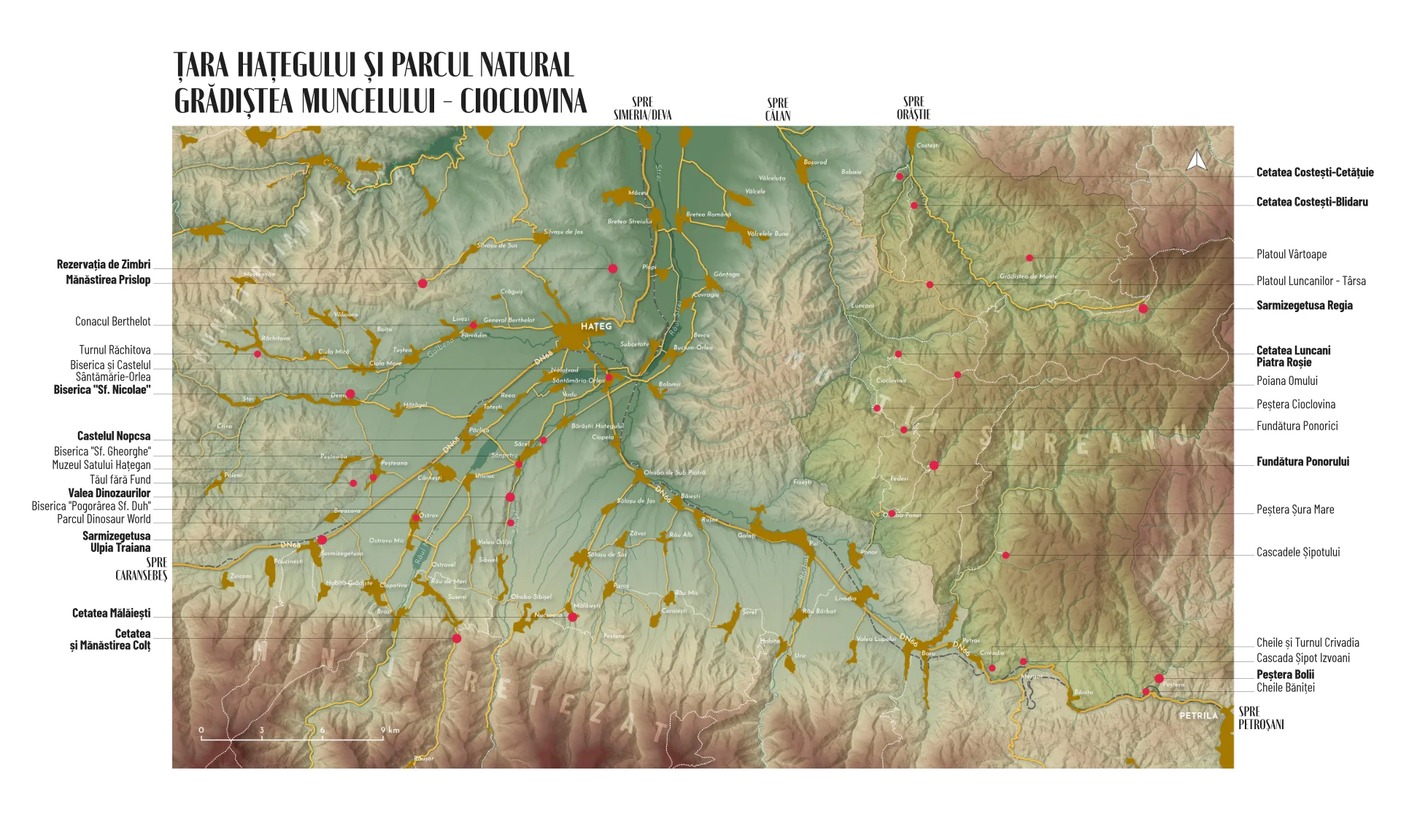 Hartă Turistică Țara Hațegului și PN Grădiștea Muncelului - Cioclovina