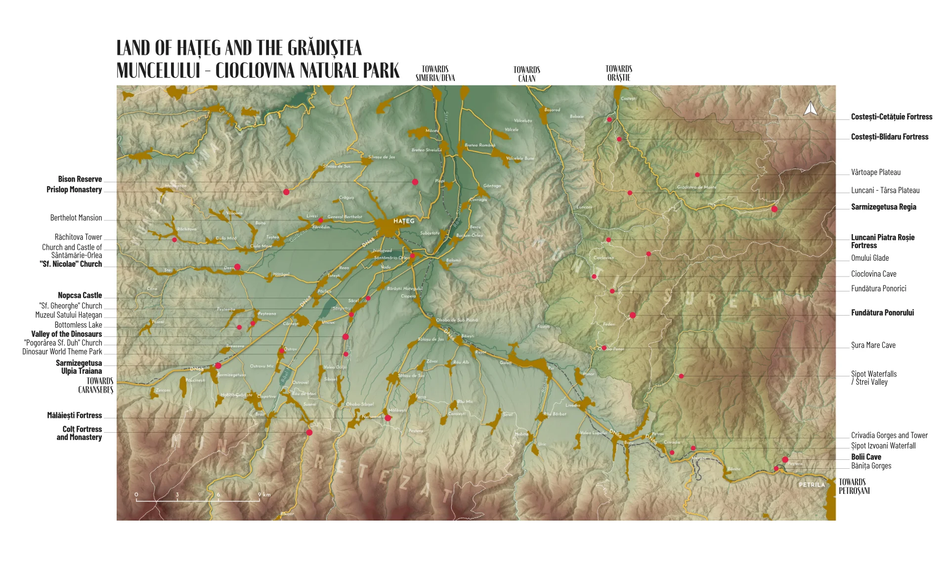 Tourist Map of Land of Hațeg and Grădiștea Muncelului - Cioclovina Natural Park