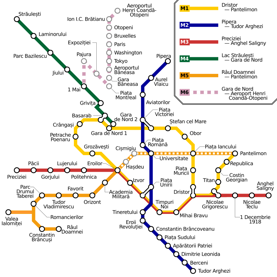 Metro Subway Map of Bucharest