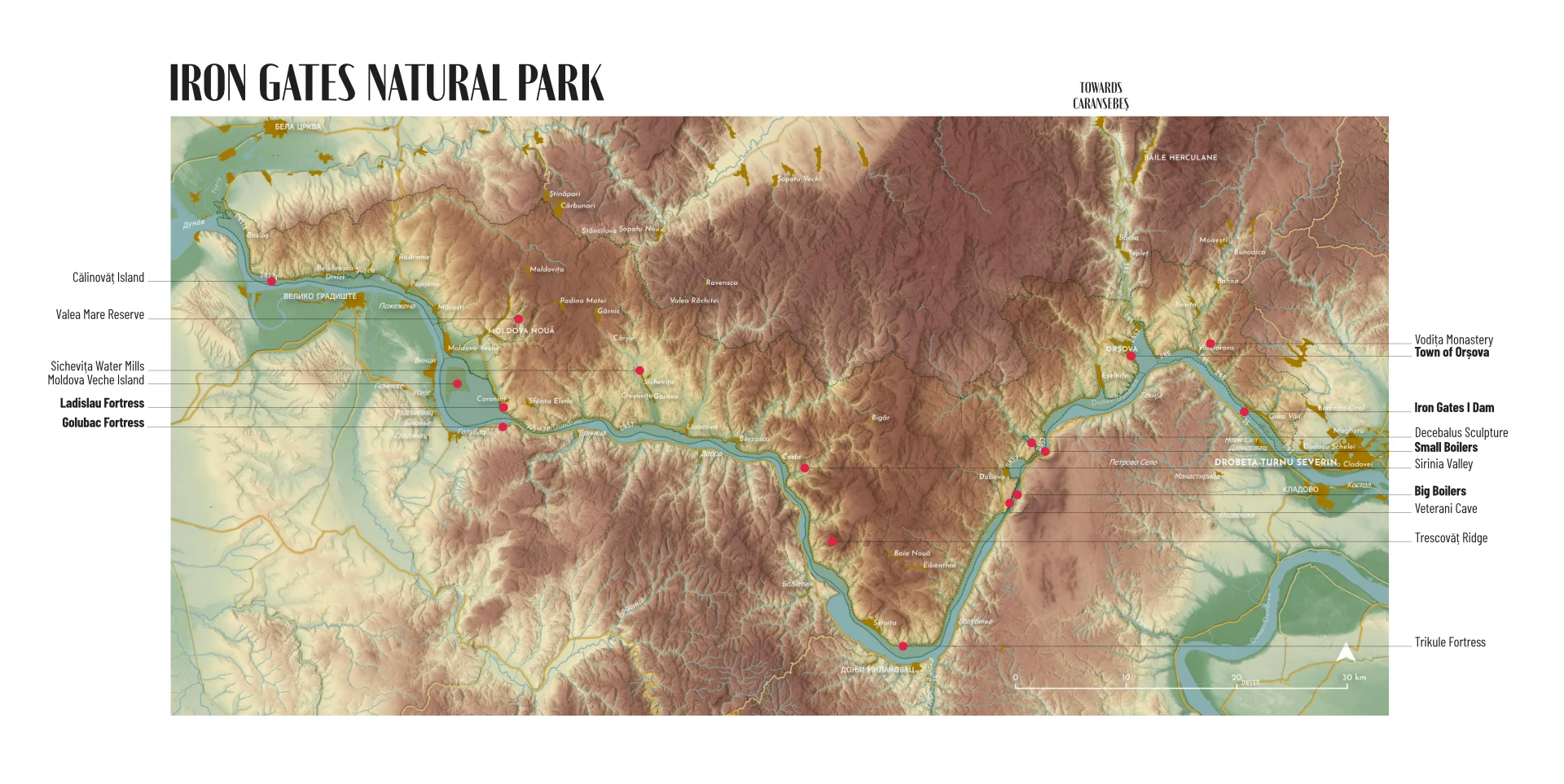 Iron Gate Natural Park Tourist Map
