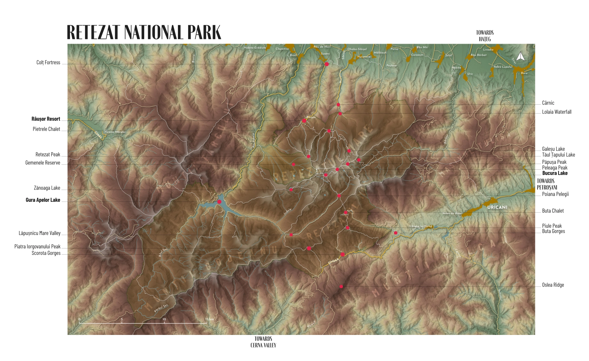 Retezat National Park Tourist Map